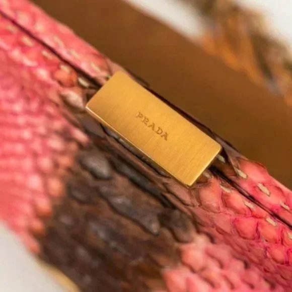 Prada Brandy Tessuto Python Chain Shoulder Bag - Picture 10 of 13